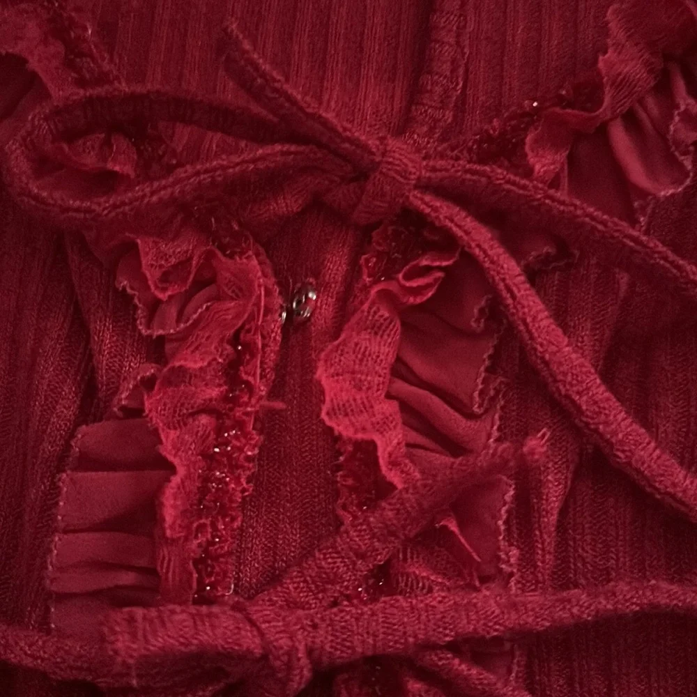 Red Ruffle Top - Picture 3 of 4